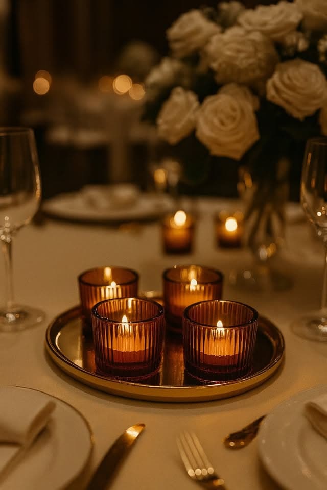 Amber Rippled Tealight Candle Holders thumbnail 2