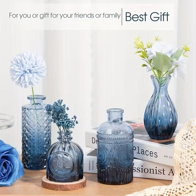 Elegant Blue Mini Glass Bud Vases (Box of 12) thumbnail 2
