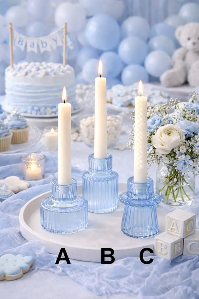 Blue Glass Candle Holders thumbnail 2