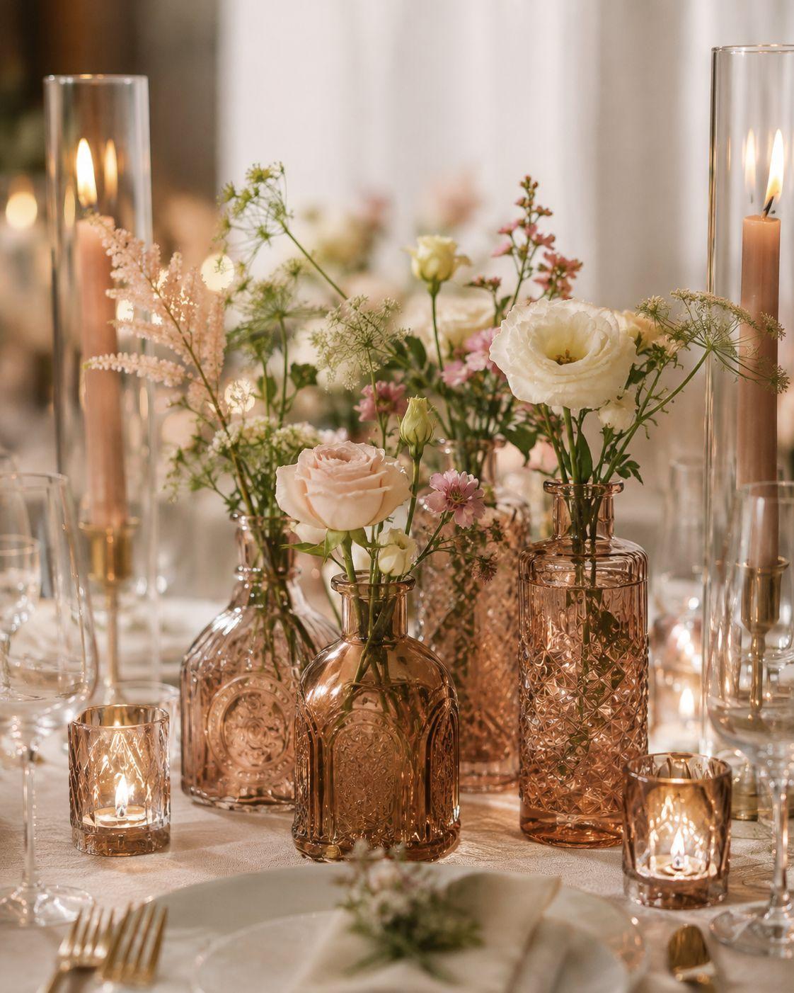 Elegant Amber Mini Glass Bud Vases (Box of 15) — photo 1