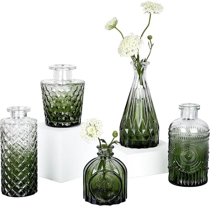 Elegant Green Mini Glass Bud Vases (Box of 12) thumbnail 2