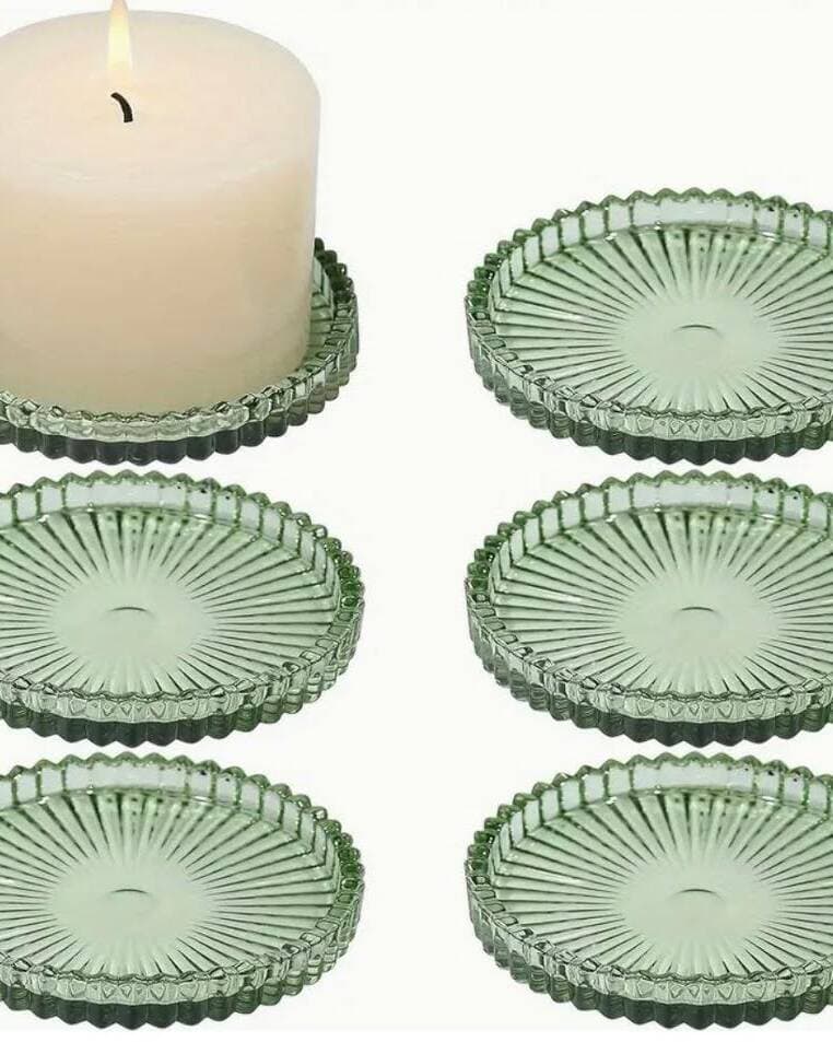 Elegant Green Glass Pillar Candle Holders thumbnail 2