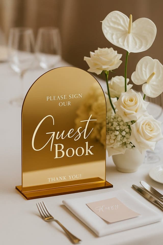 Gold Arched Acrylic Guestbook Sign thumbnail 2