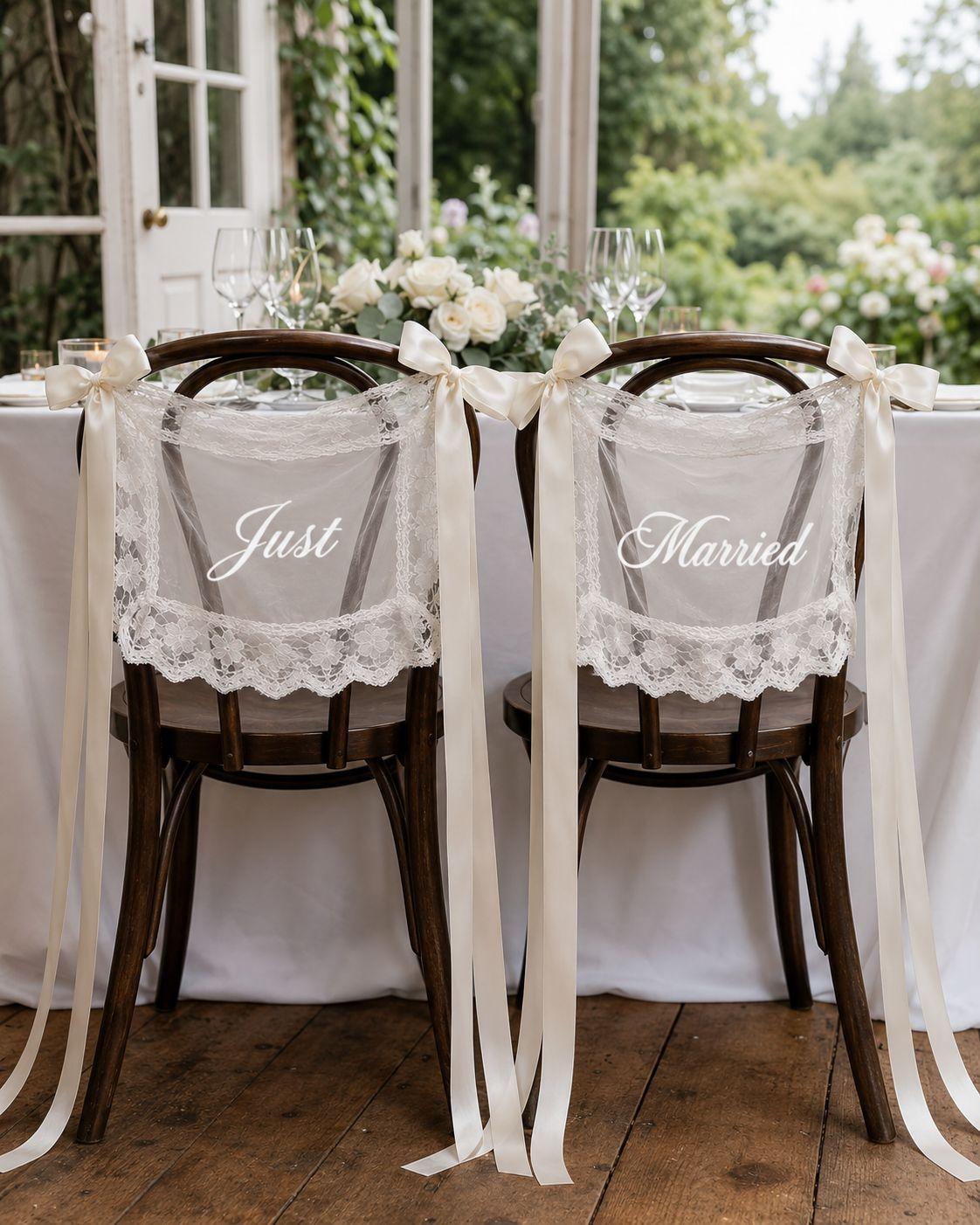 'Just Married' lace signs thumbnail 2