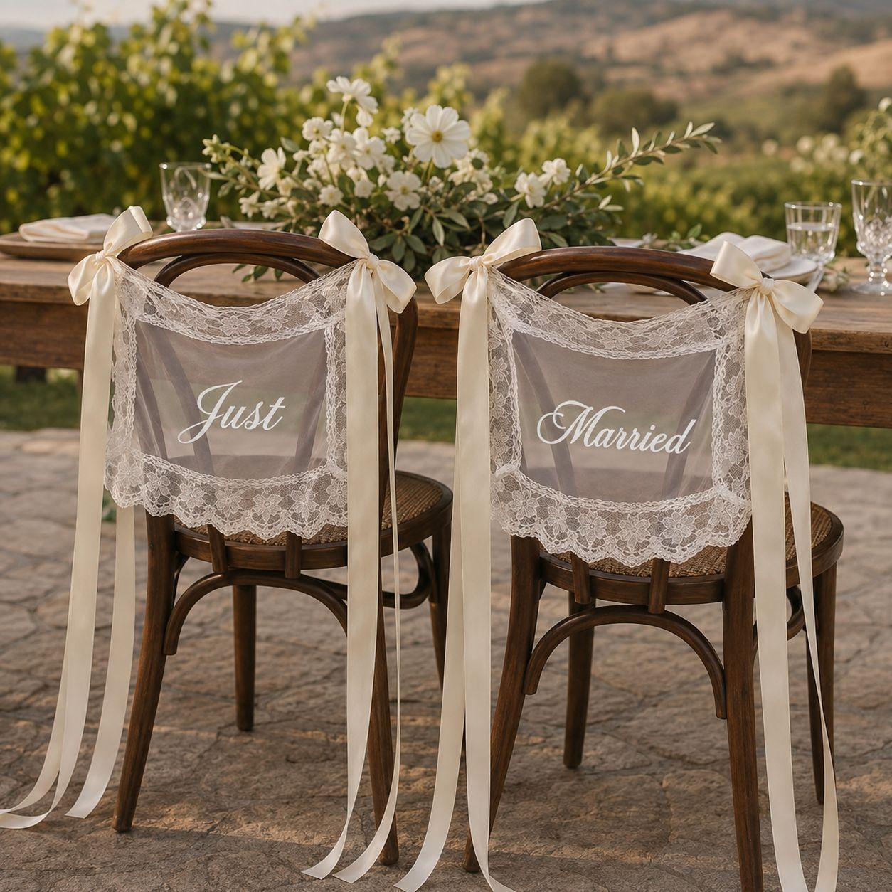 'Just Married' lace signs — photo 1