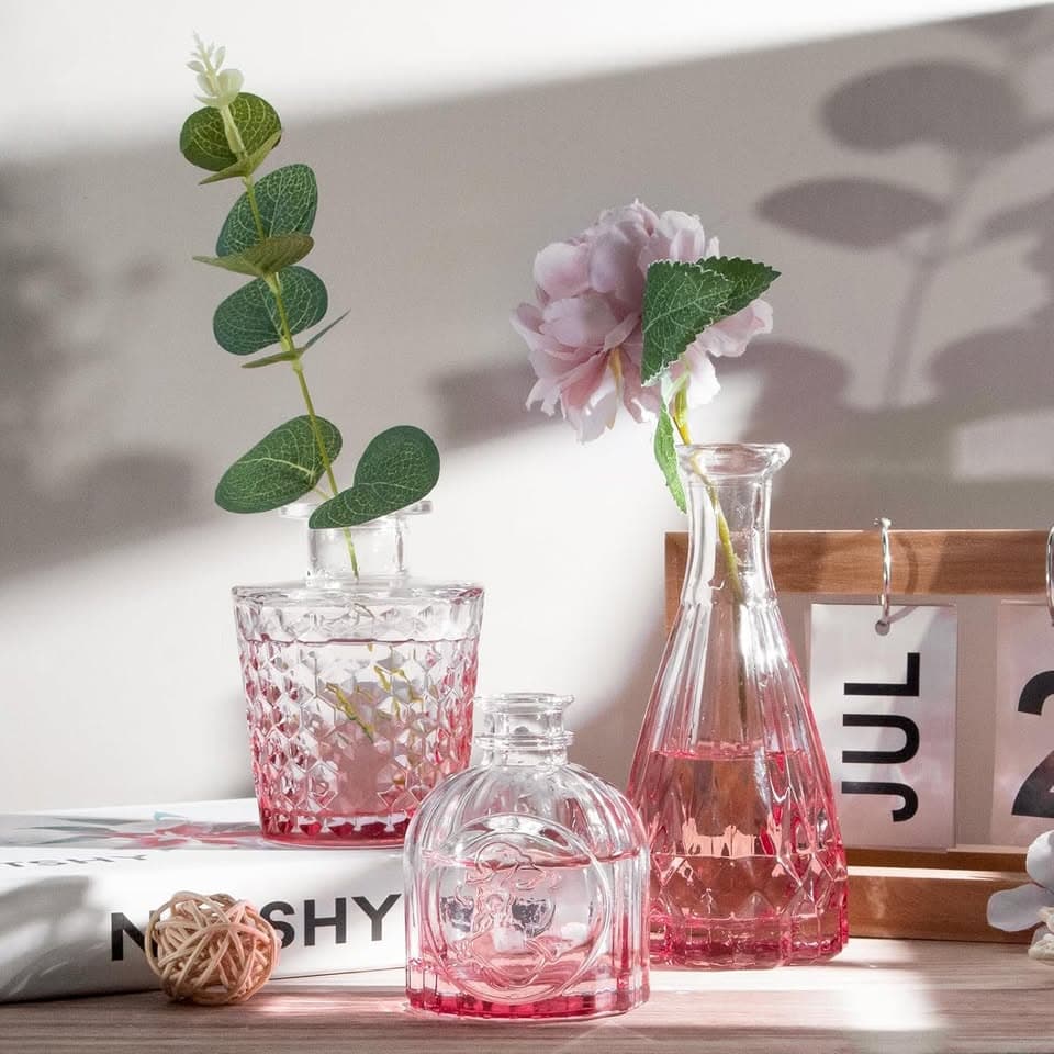 Elegant Pink Mini Glass Bud Vases (Box of 12) thumbnail 2