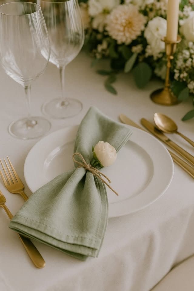 Light Green / Sage Cotton Napkins thumbnail 3