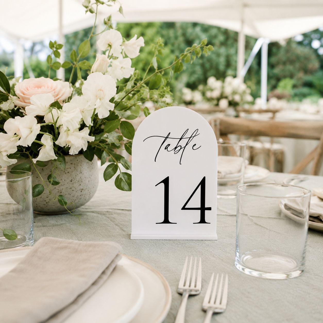 White Acrylic Arch Table Numbers (11-20) thumbnail 2