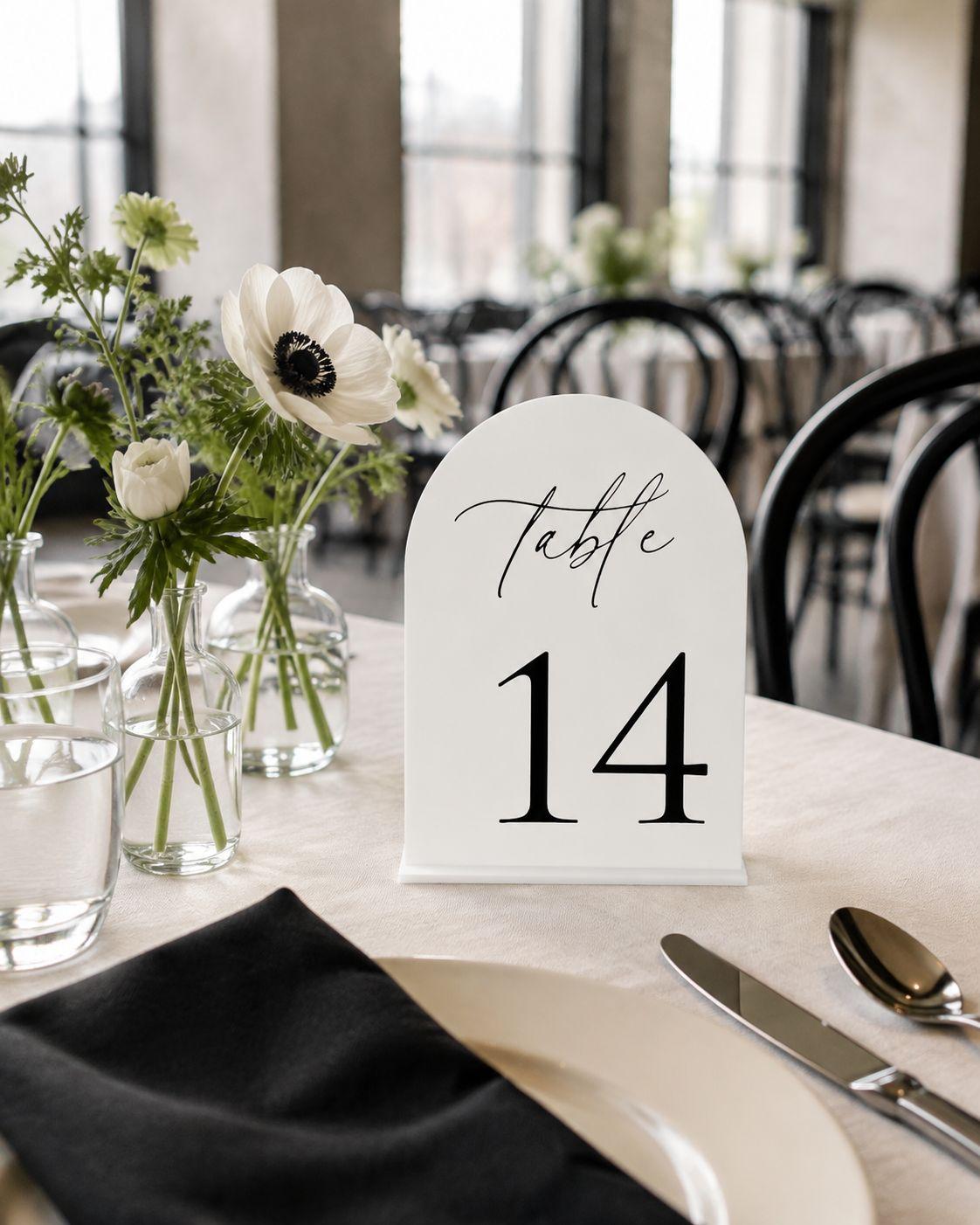 White Acrylic Arch Table Numbers (11-20) — photo 1