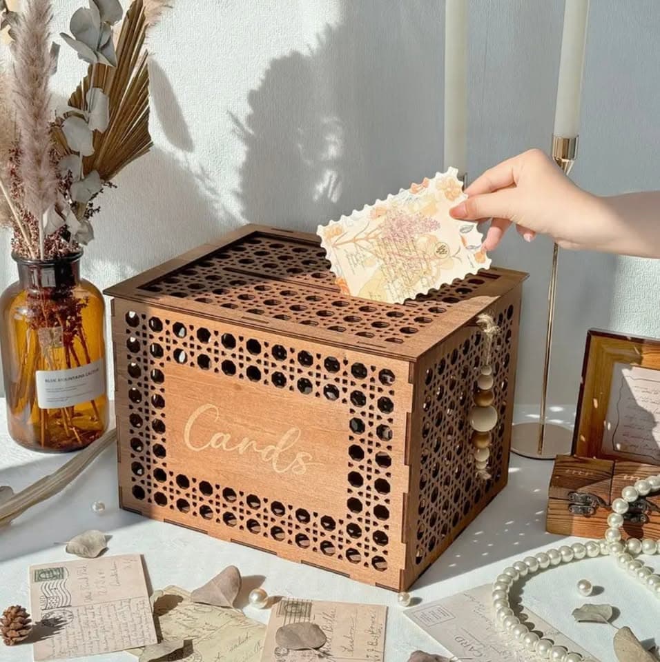 Wooden Boho Wedding Card Box thumbnail 2