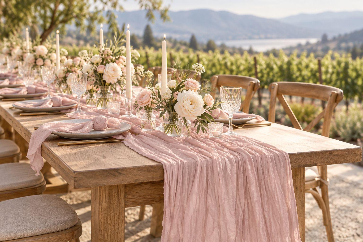 Dusty Pink Cheesecloth Table Runners — photo 1
